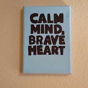 Handpainted Inspirational Blue And Black Word Art On Canvas Signed 5x7"